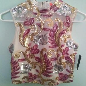 Designer sequinned crop top